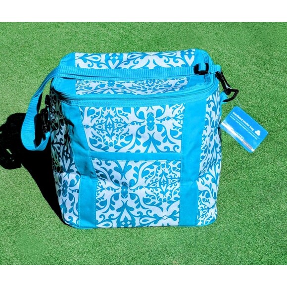 NWT Blue Floral Simple Function Large Picnic Insulated Cooler Bag Shoulder Strap - Picture 3 of 5